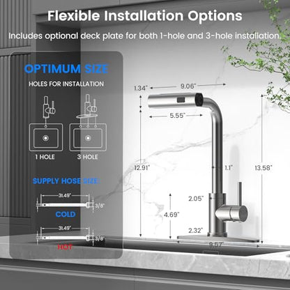 4 Mode Kitchen Faucet with Pull Down Sprayer