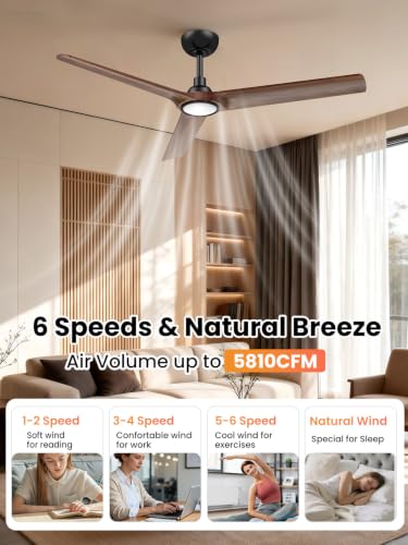 52 inch 3 Solid Wood Blades Ceiling Fan with Light