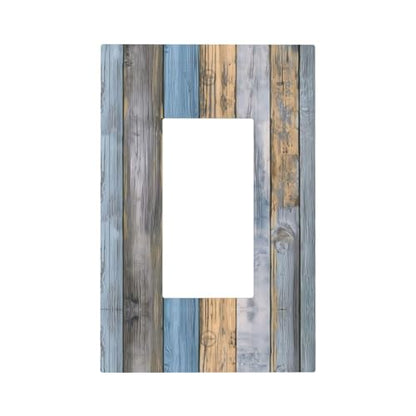 Rustic Grey Teal Wood Light Switch Cover Decorative Gray Blue Wooden Duplex Outlet Covers Wall Plate Switch Plate Covers Electrical Outlets Faceplate for Kitchen Bathroom Bedroom 5" x 3"