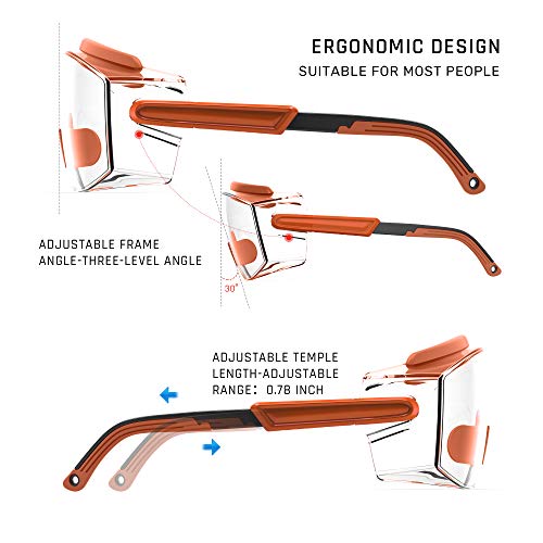 Anti fog Safety Glasses Over Glasses (Orange)
