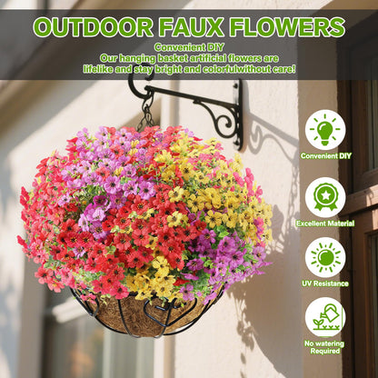 Artificial Flowers Fake Plants for Outdoors Summer Decoration (Mixed2 / Artificial Flowers(13 Pcs))