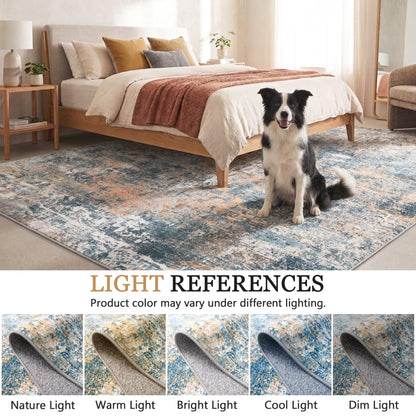 Washable Area Rug 3x6 (Abstract-blue Orange / 3' x 6' (Rectangular))