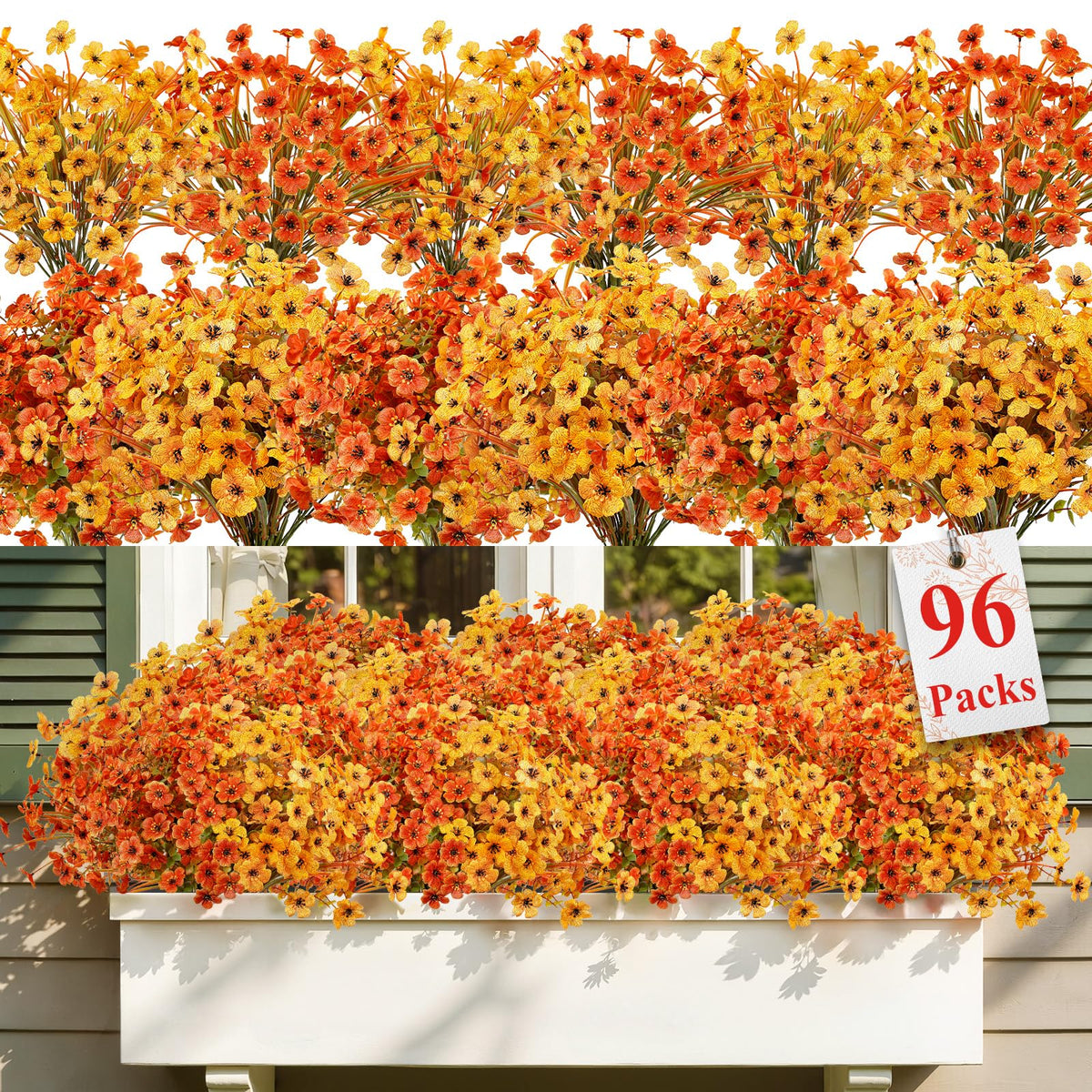 96 Bundles Artificial Fall Flowers (Fall Orange)