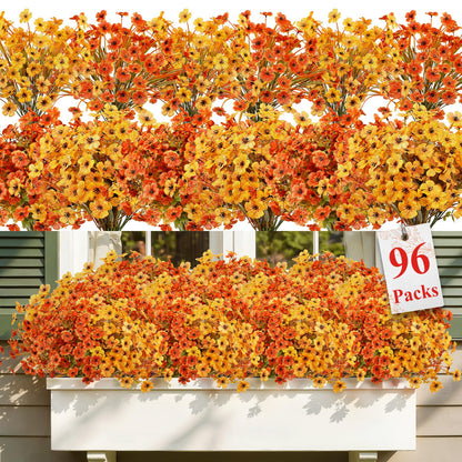 96 Bundles Artificial Fall Flowers (Fall Orange)