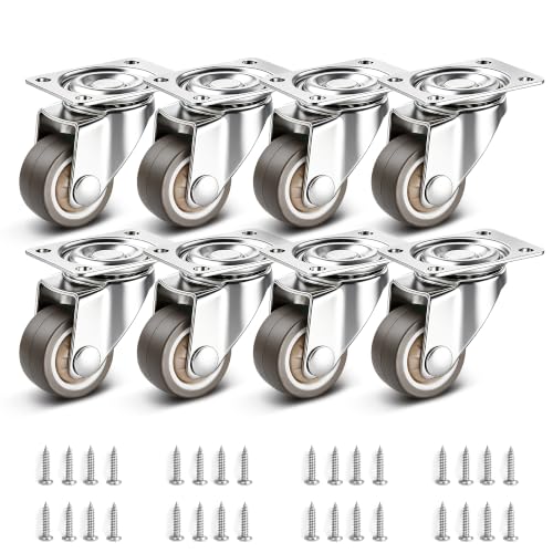 1" Silent Rubber 360 Degree Swivel Plate Casters (1" (no brake))