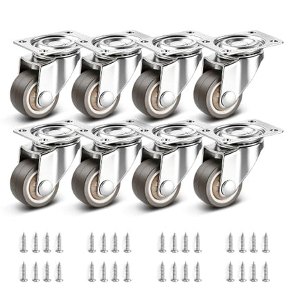 1" Silent Rubber 360 Degree Swivel Plate Casters (1" (no brake))