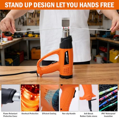 300 PCS Solder Seal Wire Connectors with 1800W Heat Gun Kit Overheat Protection Waterproof Heat Shrink Wire Connectors