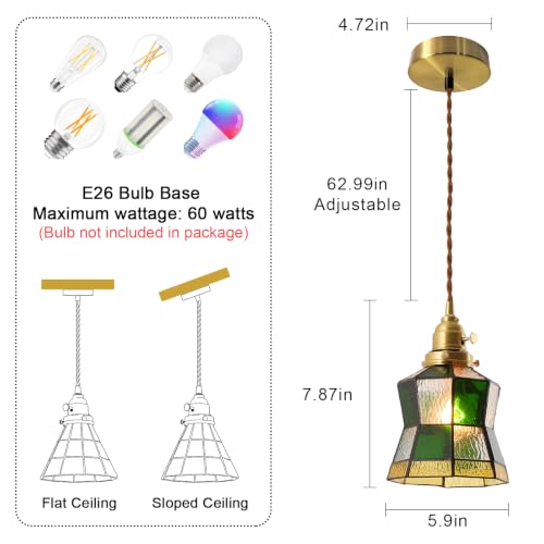 Pendant Light with Stained Glass Lmapshade