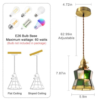 Pendant Light with Stained Glass Lmapshade
