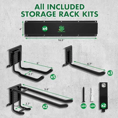 Garage Tool Organizer Wall Mount Garden Tool Organizer with Adjustable Hooks