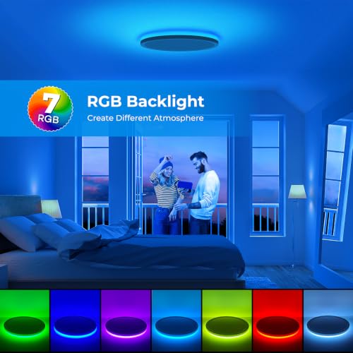 RGB LED Flush Mount Ceiling Light with Remote