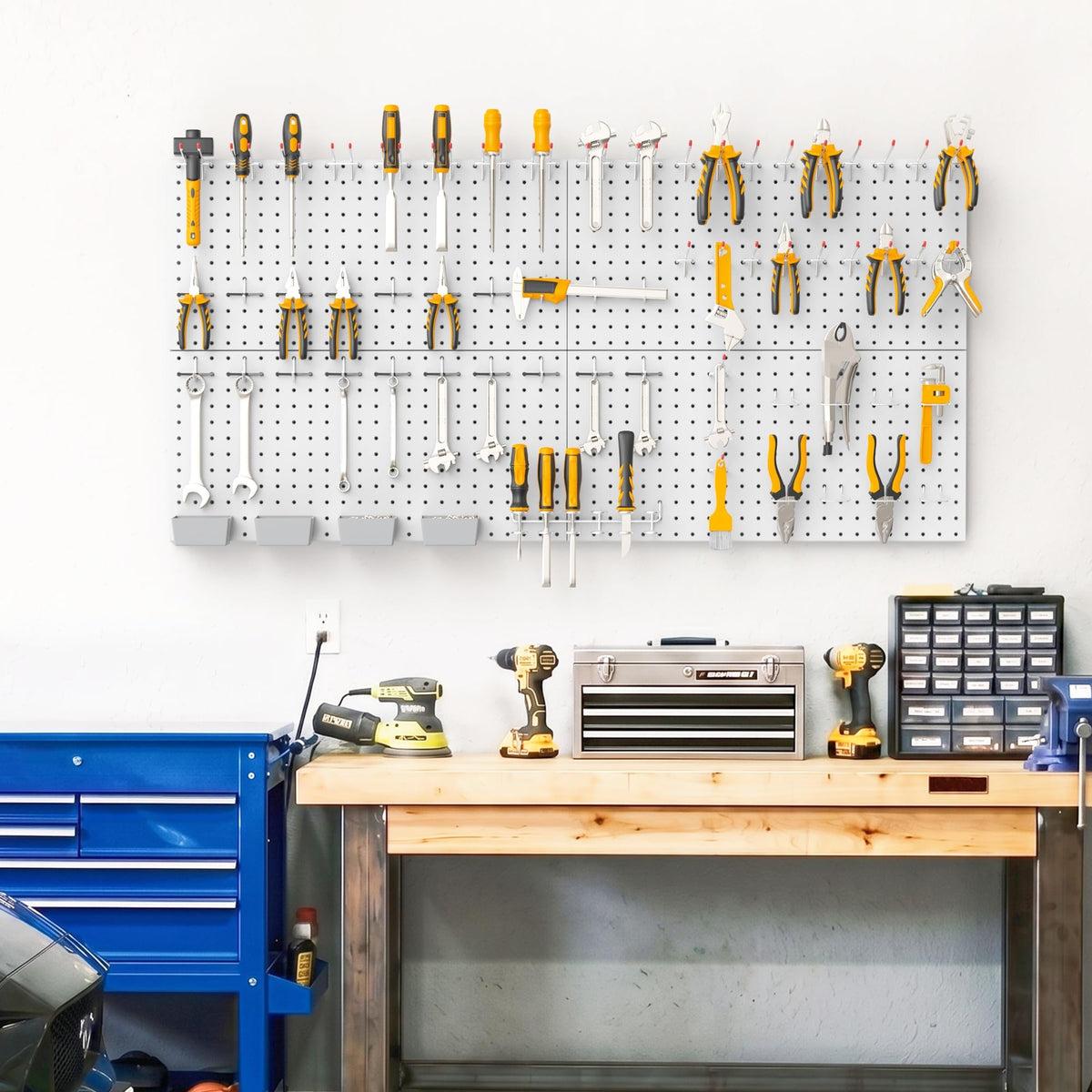 Garage Tools Organizer Boards Kit with Hooks (Gray)