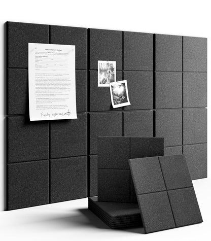 Felt Bulletin Board & Cork Board Alternative 36'' x 24'' (Charcoal Gray / 4-compartment 6-pack)
