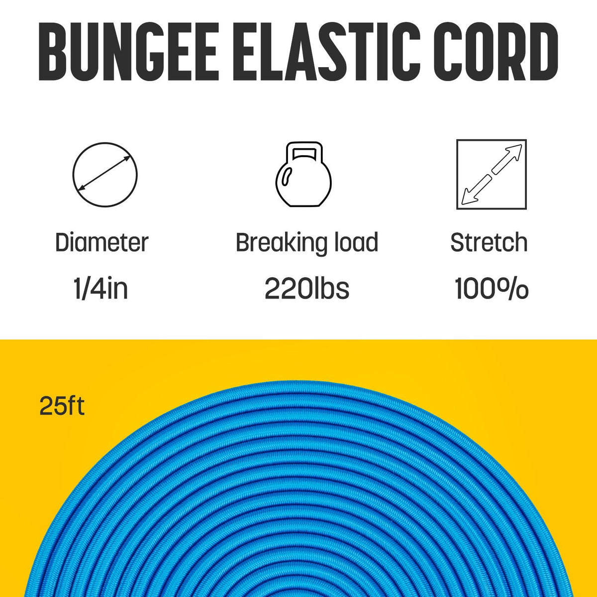 Bungee Cord 1 (Blue / 1/4" x 25FT)