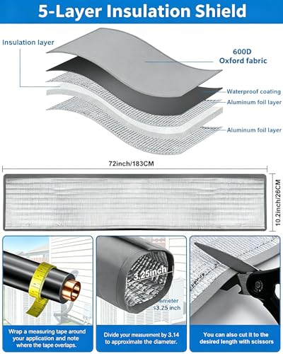 HVAC Pipe Insulation Cover 72"x10.2" AC Line Set Sleeve