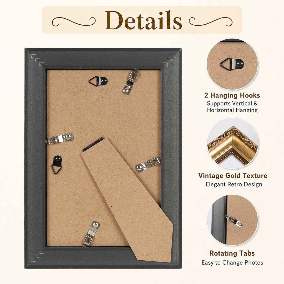 5x8 Vintage Picture Frame (Gold / 5x8 inch)