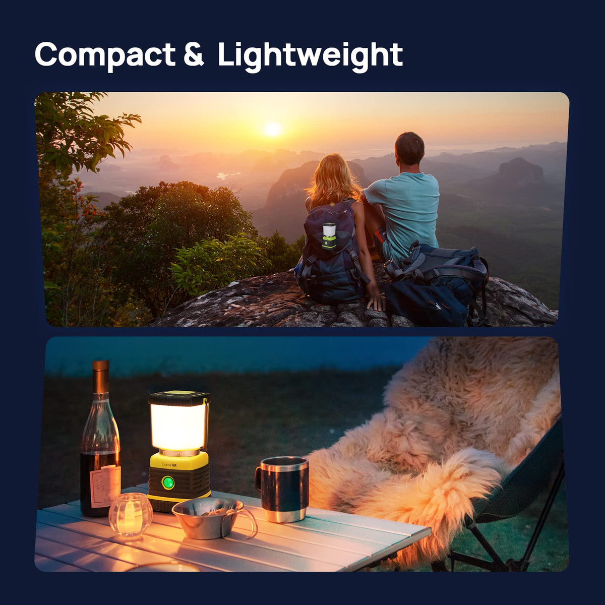 1000LM LED Camping Lantern Rechargeable (Light Green / 1 Pack)