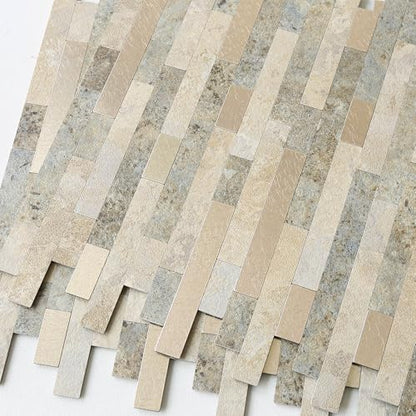 Marble Peel and Stick Backsplash Stick Tiles Subway Brown 10pcs (Autumn Brown)