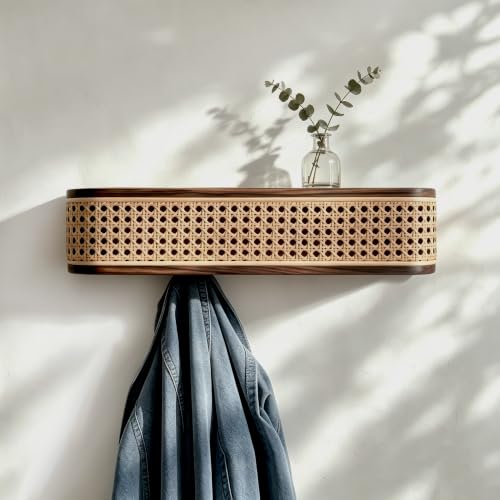 Solid North American Black Walnut Wall Coat Rack with Shelf
