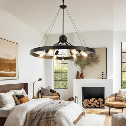 Black Wegan Wheel Chandelier 31.5" (Black / 31.5 inch)