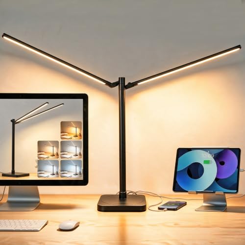Desk Lamp for Home Office with USB C Charging Ports Wireless Charger