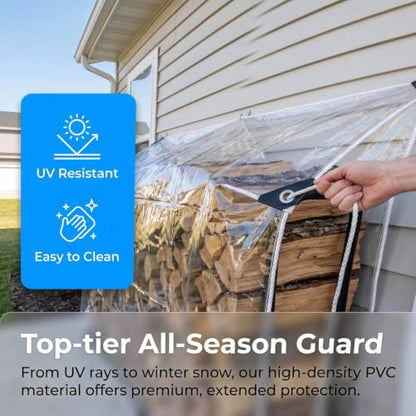 Clear Tarps Heavy Duty Waterproof 14Mil Clear Vinyl Tarp with Grommets
