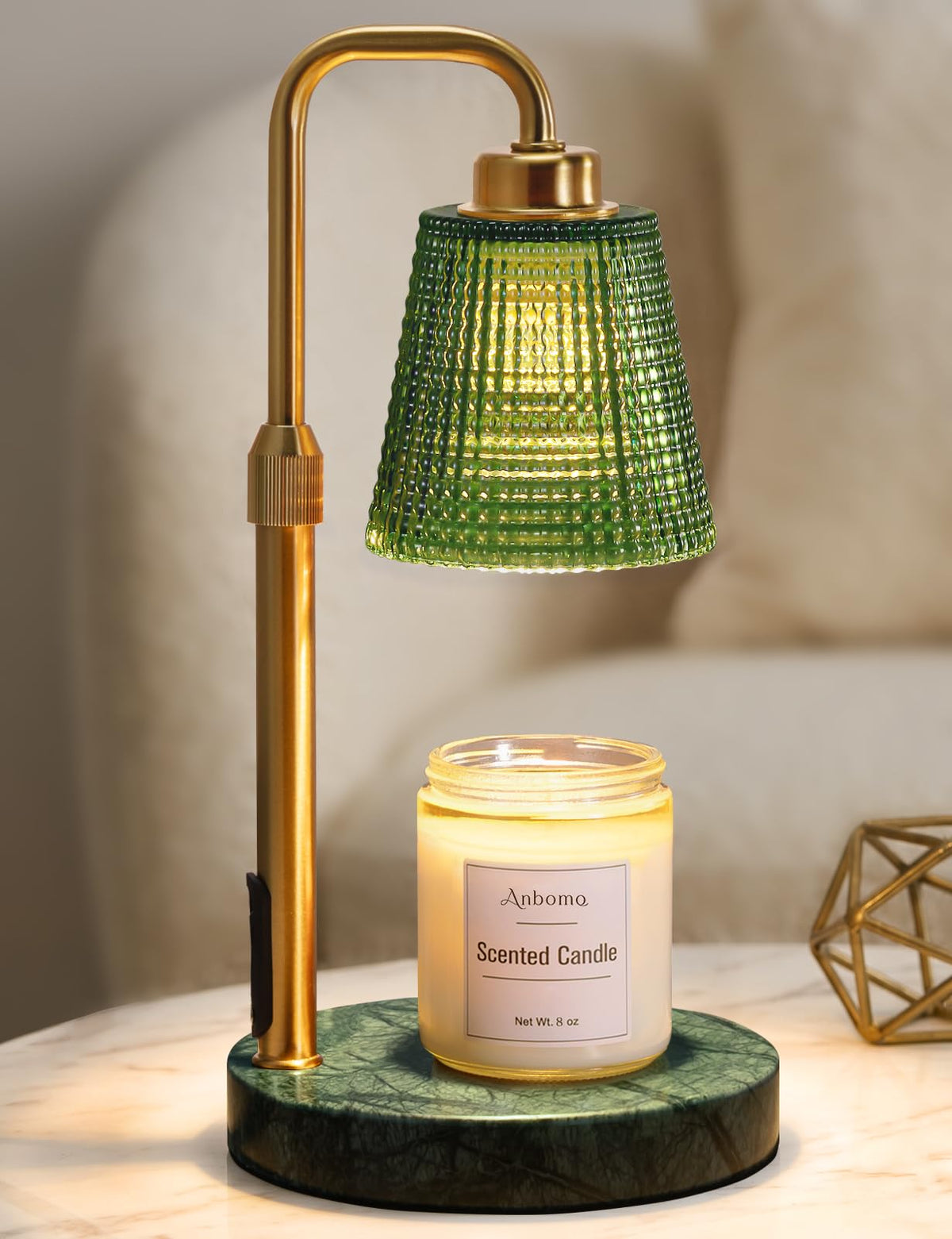 Marble Candle Warmer Lamp with Timer (Marble-Green)