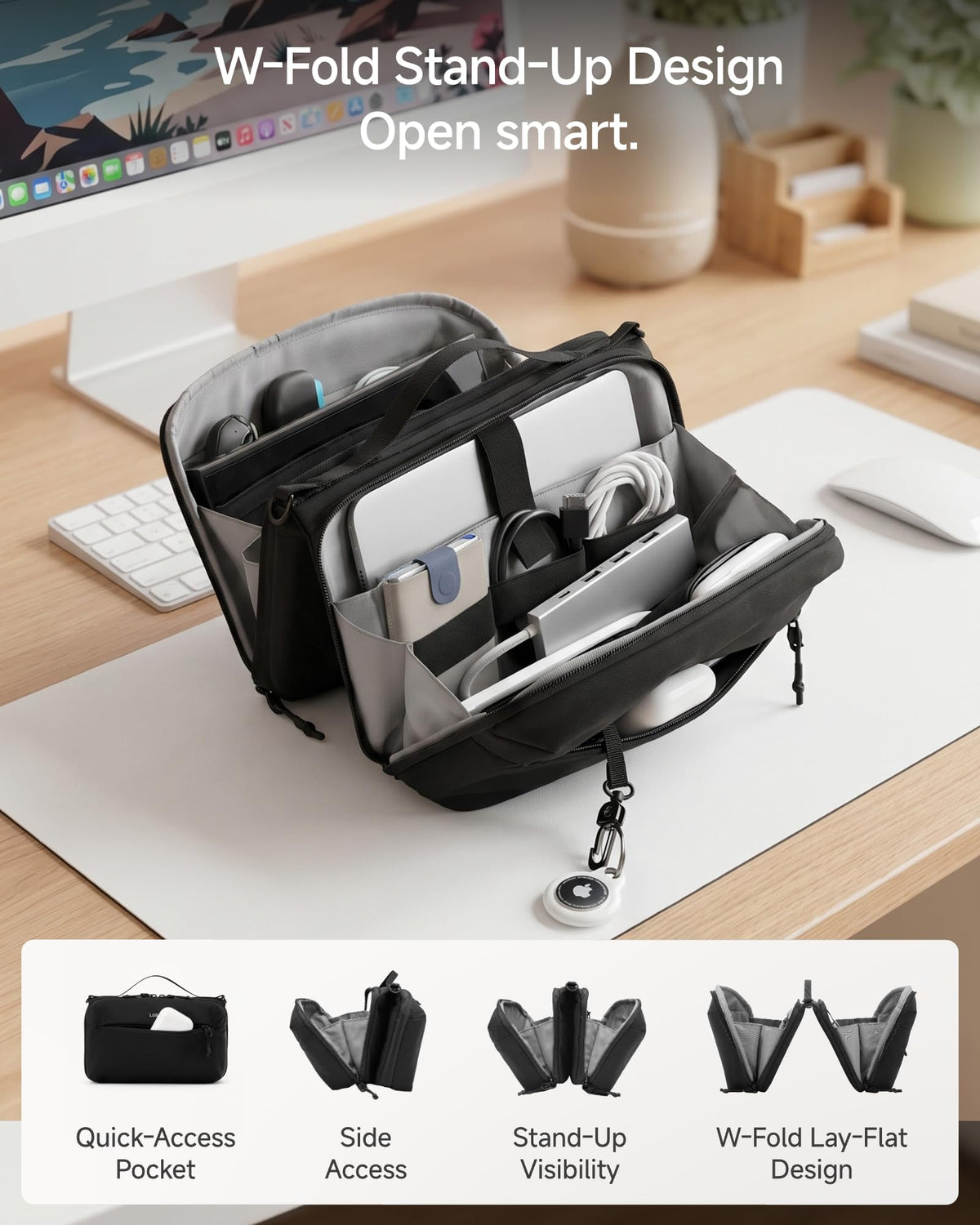 Electronics Organizer Travel Case (Black USB / L)