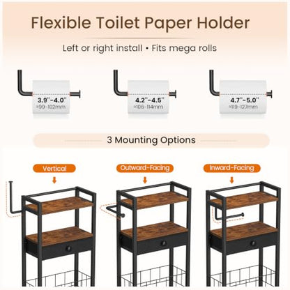 Freestanding Toilet Paper Holder with Storage Drawer