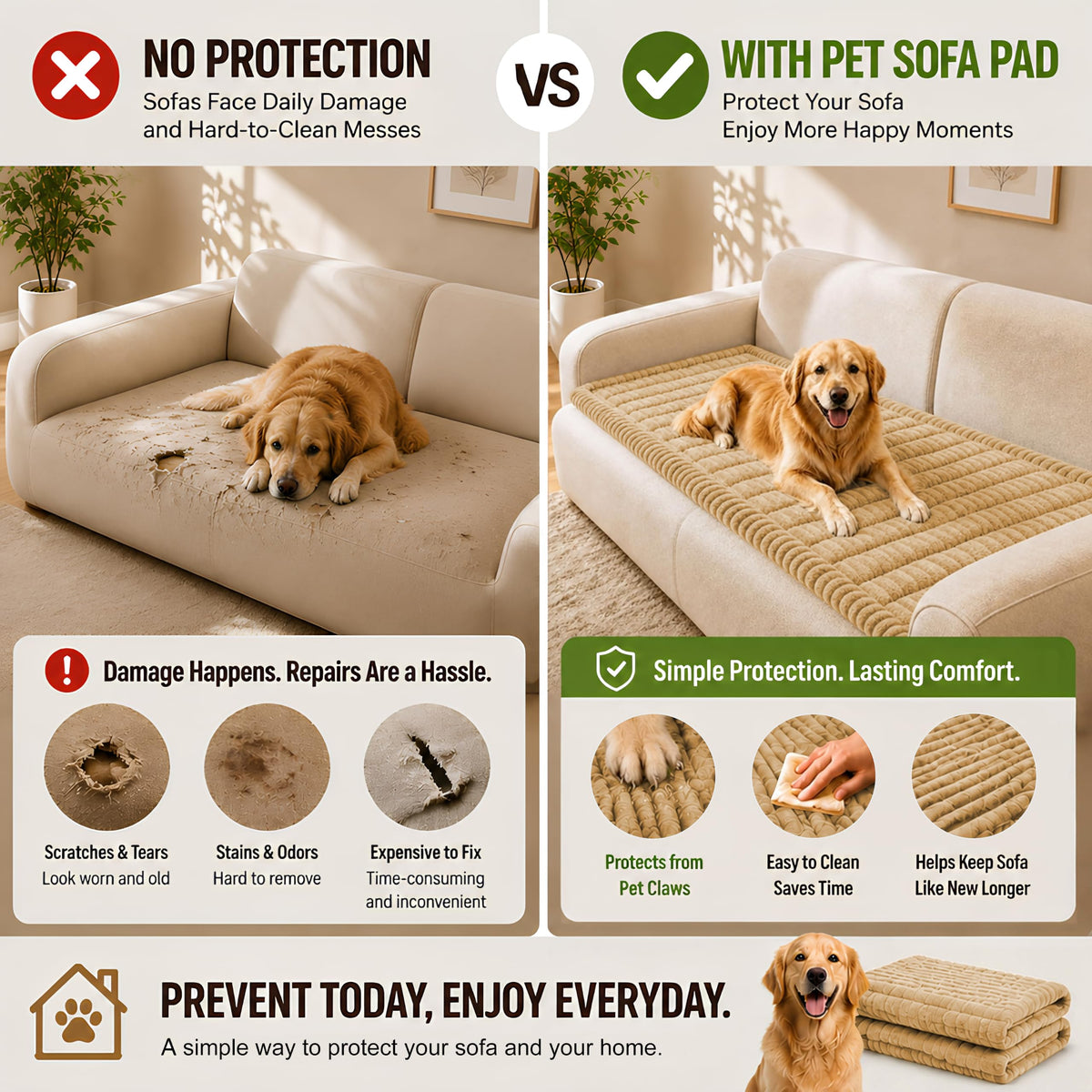 Couch Cover for Dogs (Camel / 27.6" x 47")