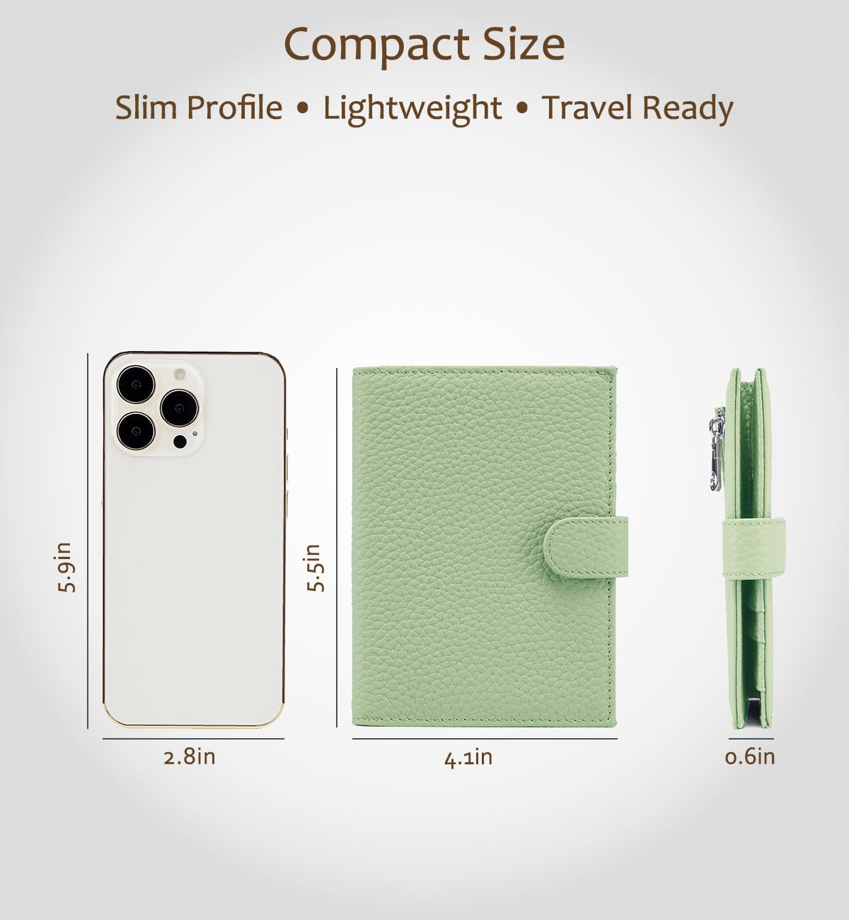 Leather RFID Passport Holder for Travel Women with Gift Box (Light Green)