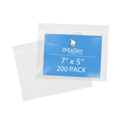 7" x 5" 200 Pack 2 Mil Resealable Zip Bags (7" x 5" 200 Pack)