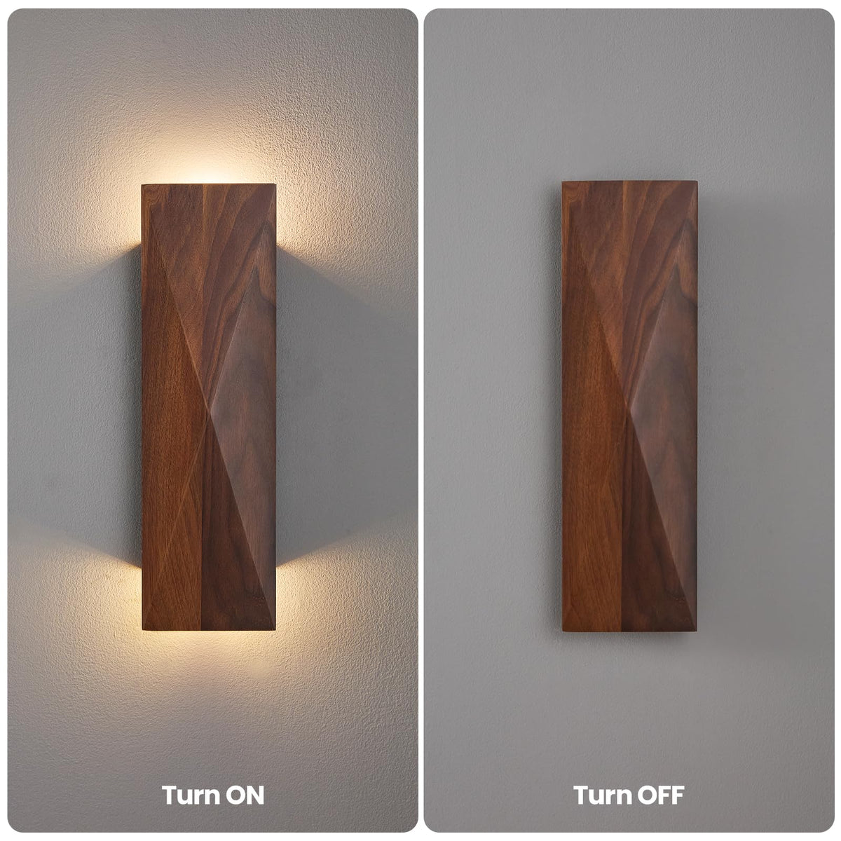 Set of 2 Walnut Wood Wall Sconce (Walnut / Double)
