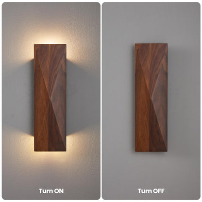 Set of 2 Walnut Wood Wall Sconce (Walnut / Double)