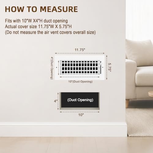 10x4 Wall Vent Cover for 10x4 Duct (10"Wx4"H)