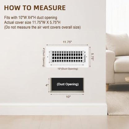 10x4 Wall Vent Cover for 10x4 Duct (10"Wx4"H)