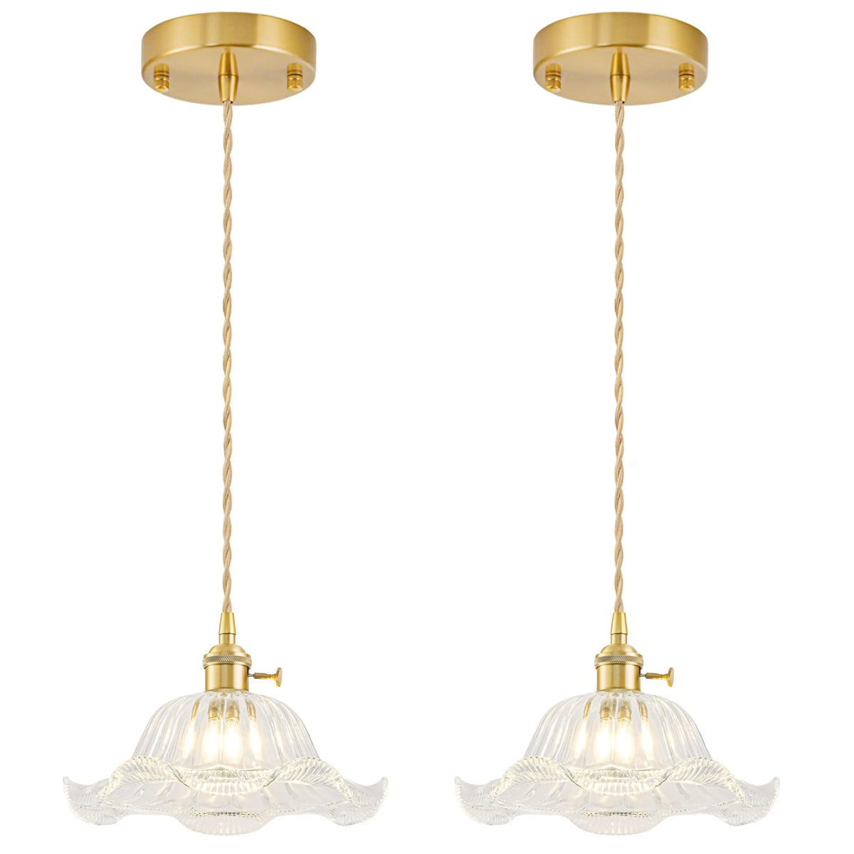 Vintage Pendant Lights Kitchen Island 2 Pack (Transparent 2PK)