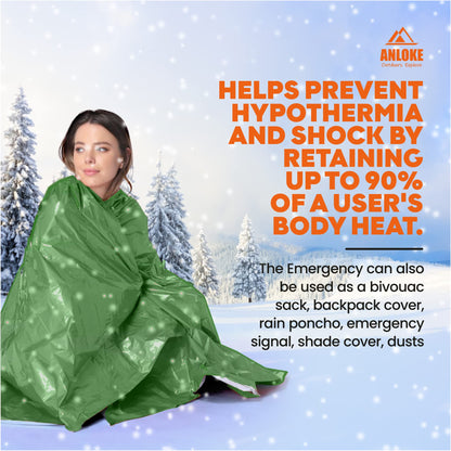 Emergency Blanket Mylar Thermal Blanket (Green-4 Pack)