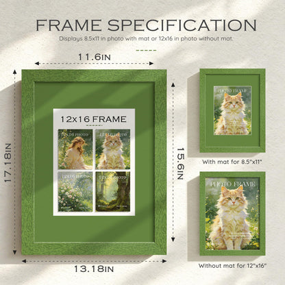 12x16 Green Wood Grain Frame (Green Frame Green Mat / 12x16)
