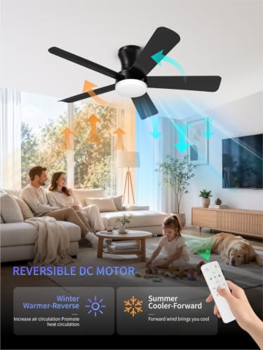 Low Profile Ceiling Fan with Light and Remote