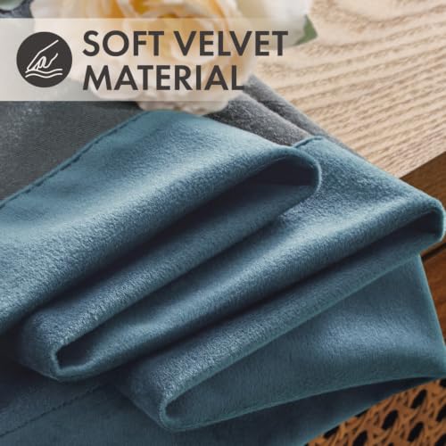 Dark Slate Velvet Curtains 4 Panel Set Back Tab 40 x 63 Inch Long (Dark Slate / 40"W x 63"L (Pack of 4))