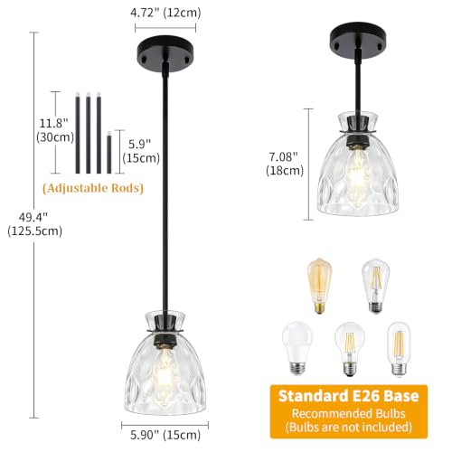 Pendant Lights Kitchen Island Modern Hammered Glass Hanging Pendant Light