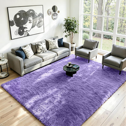 8x10 Fluffy Area Rug for Living Room (Purple / 8' x 10' (Rectangular))