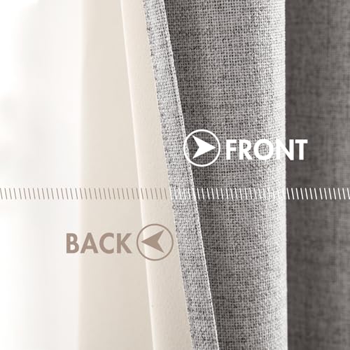 100% Blackout Linen Curtains for Bedroom 52x72 Inches Light Gray (Light Gray / 52"W x 72"L (Pack of 2))