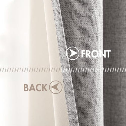 100% Blackout Linen Curtains for Bedroom 52x72 Inches Light Gray (Light Gray / 52"W x 72"L (Pack of 2))