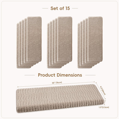 Rounded Bullnose Carpet Stair Treads (Linen Beige / 9.5" x 30" x 1.5")