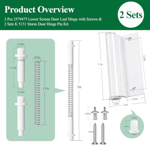 Lower Screen Door Hinge & Hinge Pin Fits Anderson