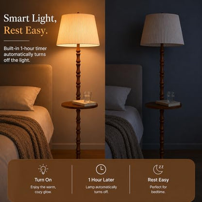 Real Wood Floor Lamp with Built