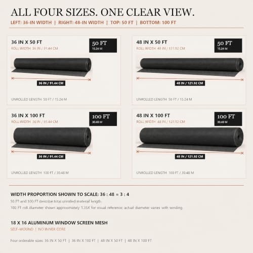 48In x 100Ft Aluminum Window Screen Mesh