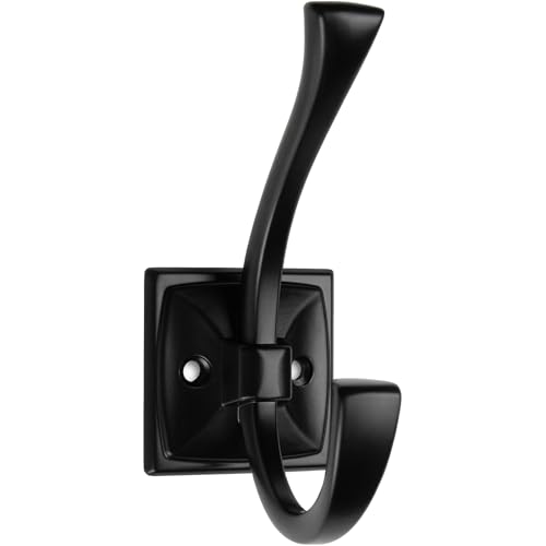 Hardware 5 Pack Square Coat Hooks Wall Mounted Towel Hooks Shower Hooks for Bathroom Wall Hanging Heavy Duty Double Hook Black